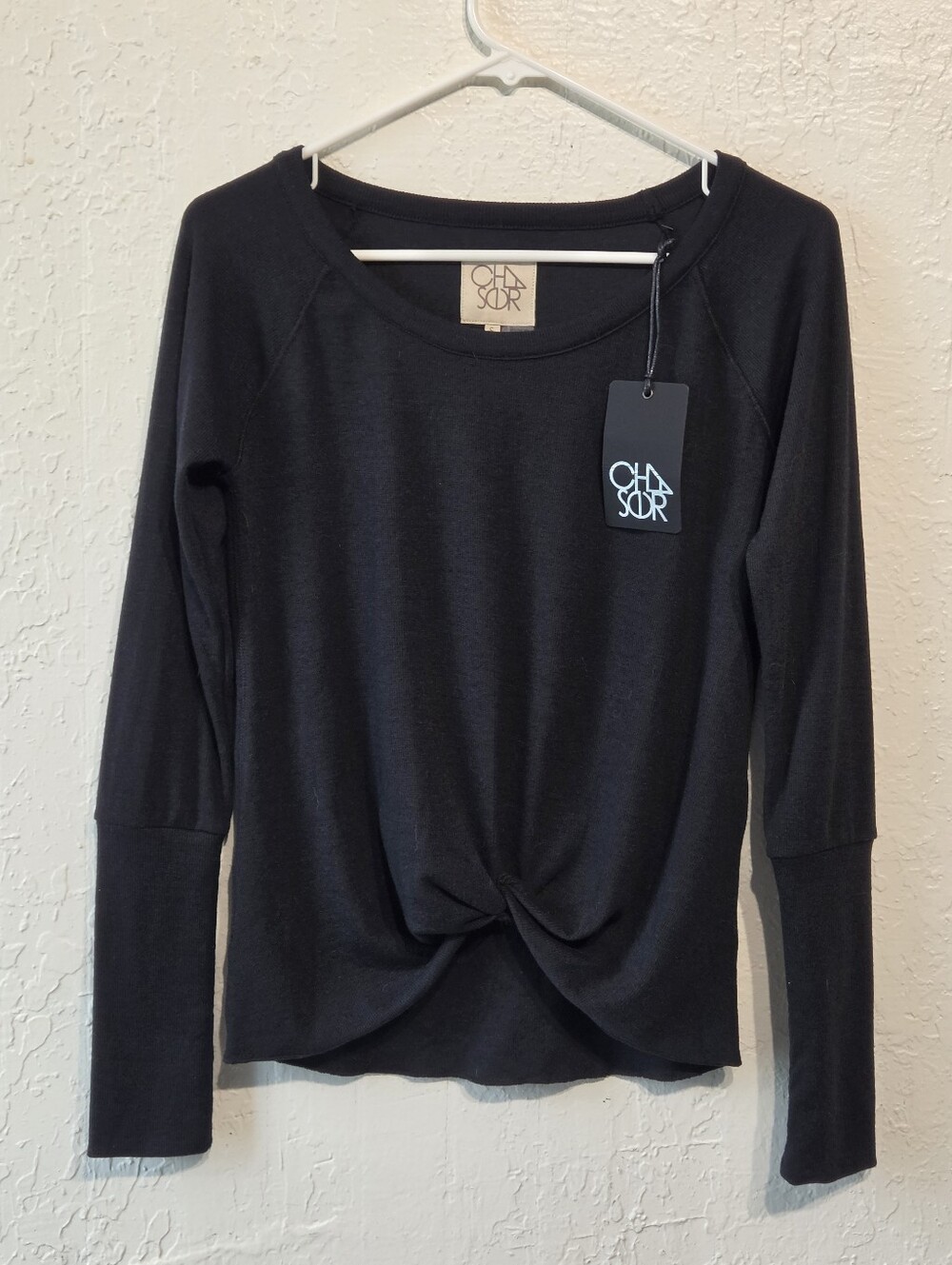 Linen Rib Knot Front LongSleeve Thumbhole Cuff Tee NWT Sz Small